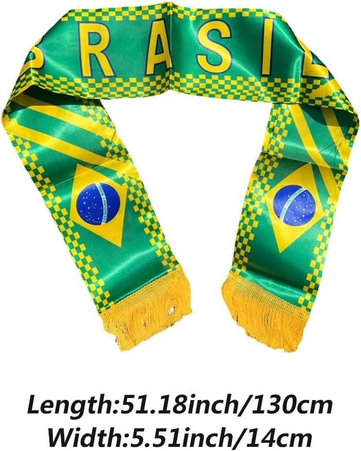 Brazil Scarf Brazil National Supporter Scarf Double Side Printing Football Soccer Fans Brazil Flags Scarf for Sport Event