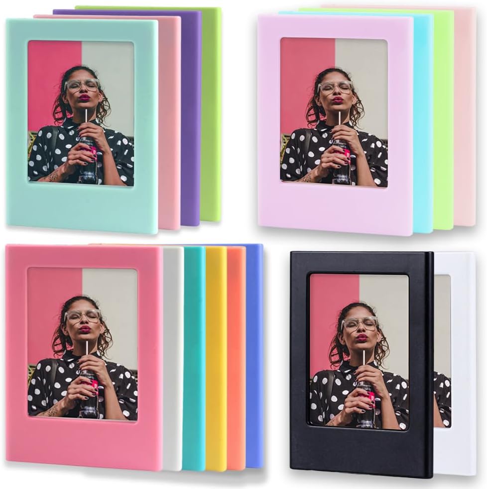 Orga'Neat Magnetic Photo Frames Fridge for Polaroid Fujifilm Instax Mini, 3.5"*2.5" Refrigerator Magnets Picture Frame (48 Set, Color 1-16)