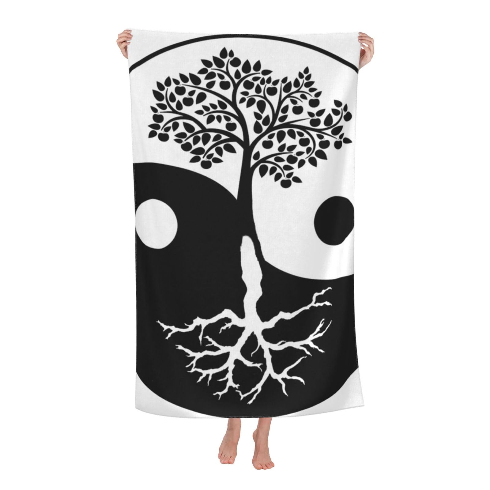 LSRCPD Beach Towel Tree of Life Yin and Yang Microfiber Beach Towels Blanket Oversized Tropical Big Extra Large XL Pool Towels Quick Dry Sandproof for Women Girls Kids