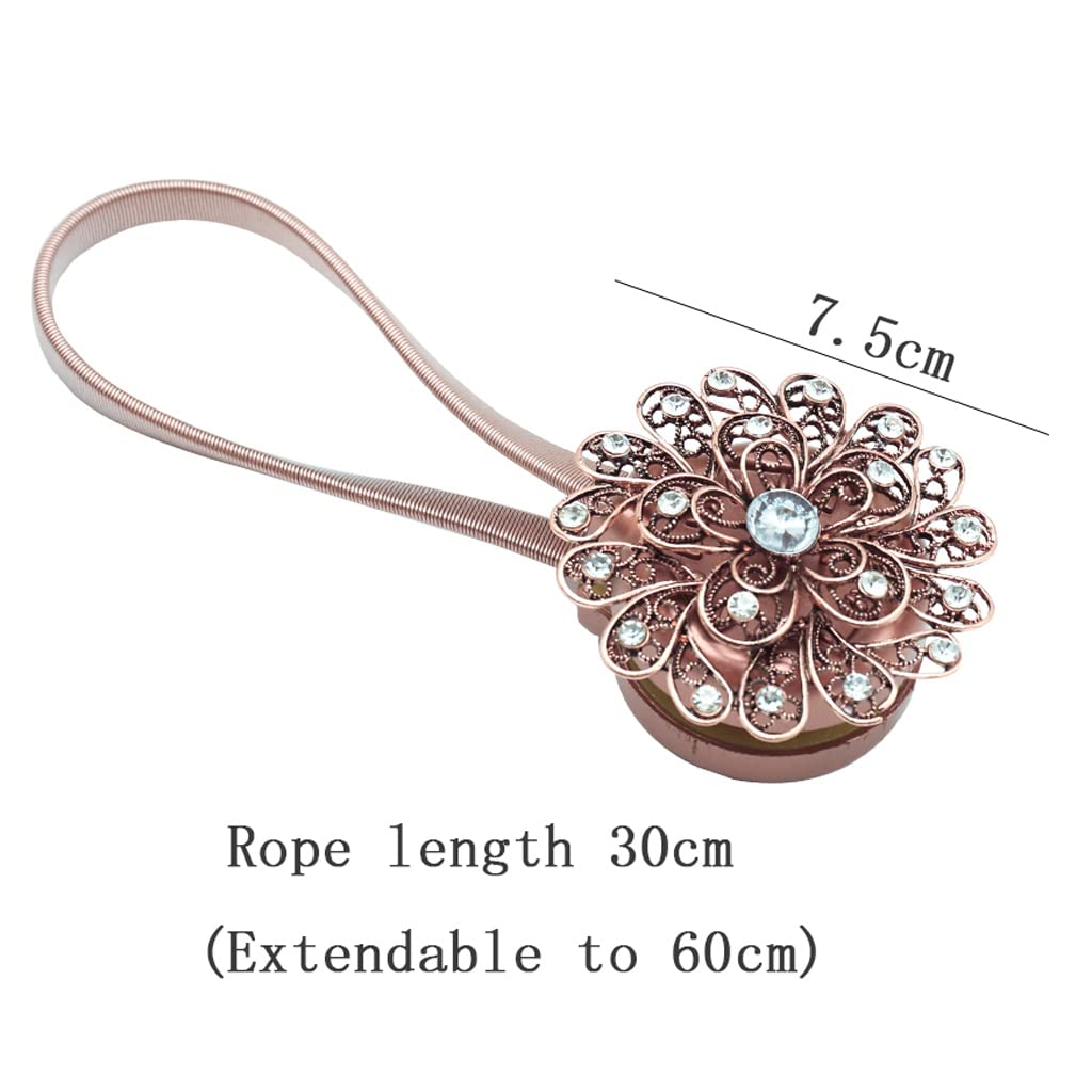 Lot de 2 embrasses de Rideaux magnétiques avec Corde à Ressort Solide, Clips de Boucle de Rideau réglables pour la décoration de fenêtre