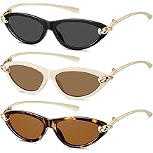 Retro Oval Cat Eye Sunglasses for Women Y2k Designer Trendy Narrow Shades Metal Temples UV protection Sun Glasses
