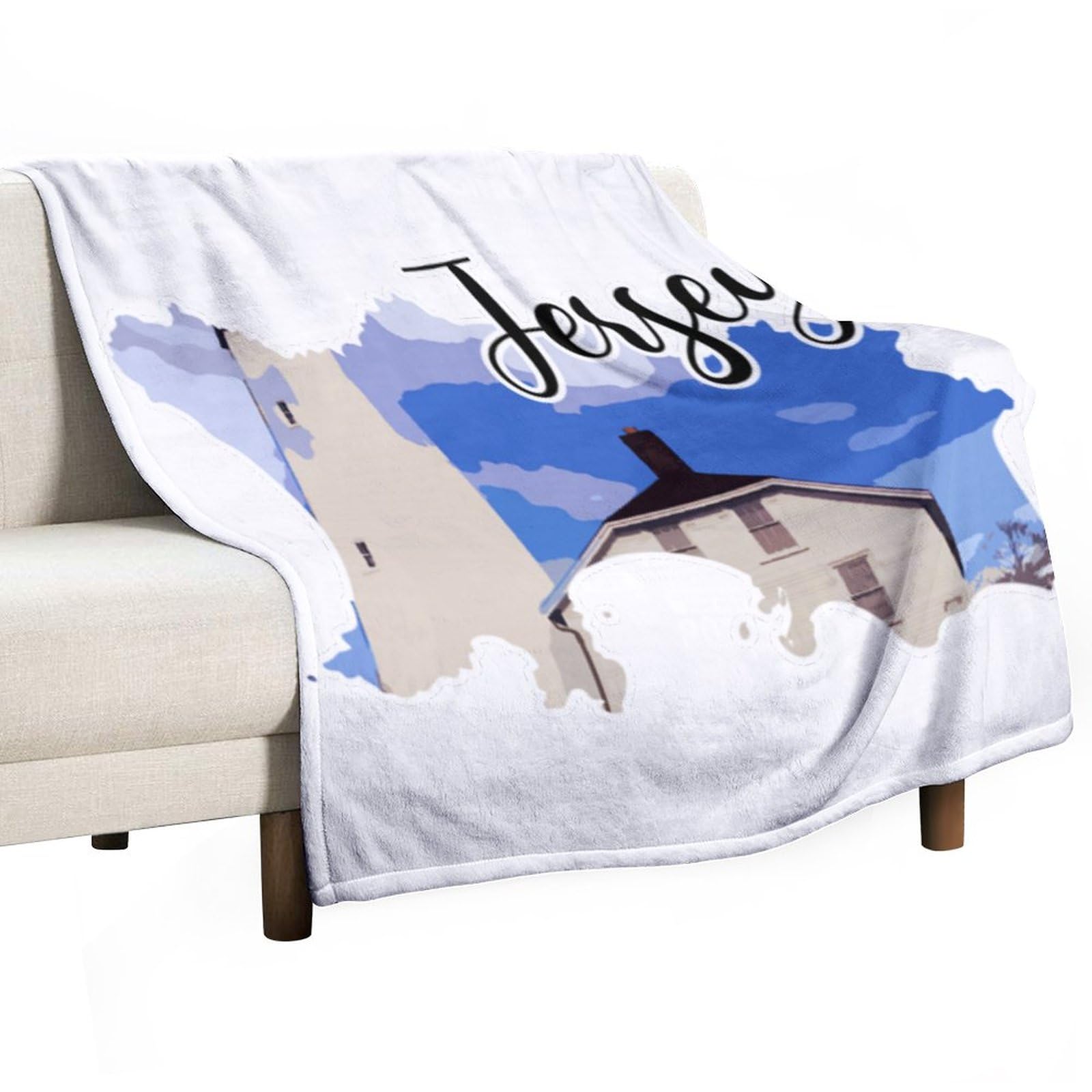 Couverture douce pour soirée cocooning sur le canapé motif paysage urbain