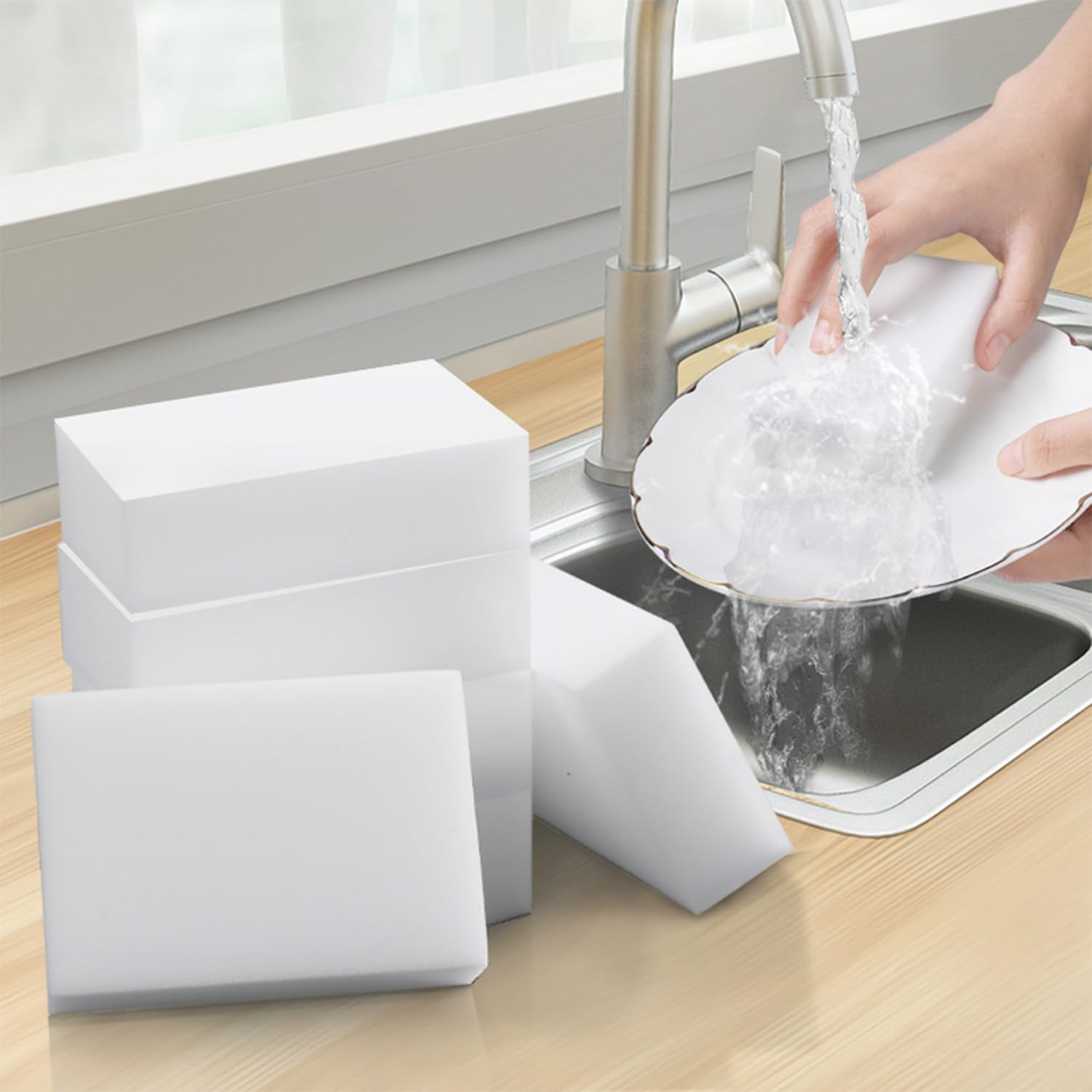 100 Pack Melamine Sponge Foam Cleaning Pads Multi-Functional