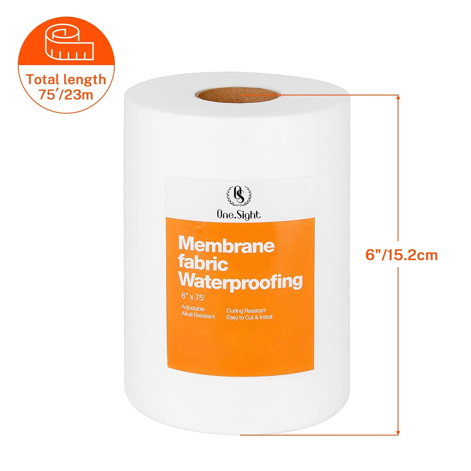 6 Inches X 75 Feet Waterproofing Membrane Fabric, Roll Anti-Fracture Non-Woven Liquid Waterproof Fiberglass Mesh Tape for Bathroom Shower Walls, Floors, Tiles, Seam