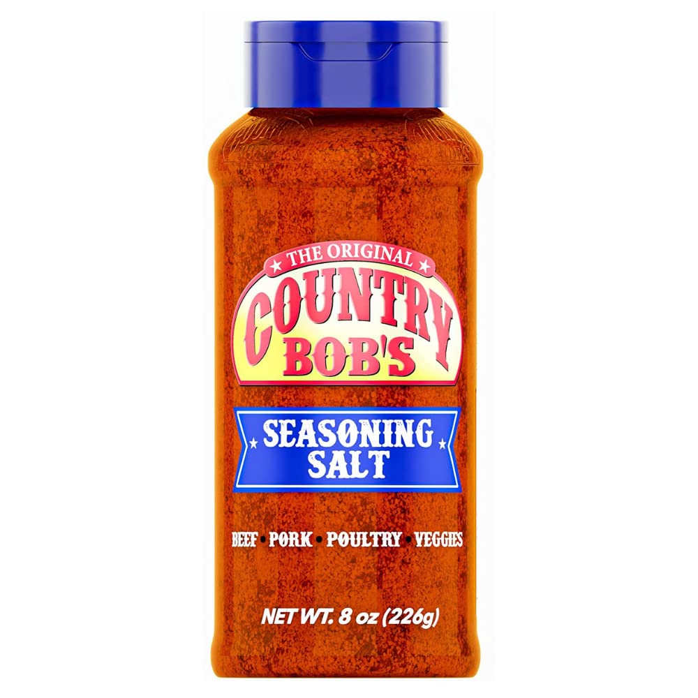 Country Bob's Seasoning Salt - All Natural Season Salt for Dry Rub, Marinade, Cooking Salt, Grill Salt - All Purpose Flavored Salt for Beef, Pork, Chicken, Fish, and Vegetables - 8oz (Pack of 1)