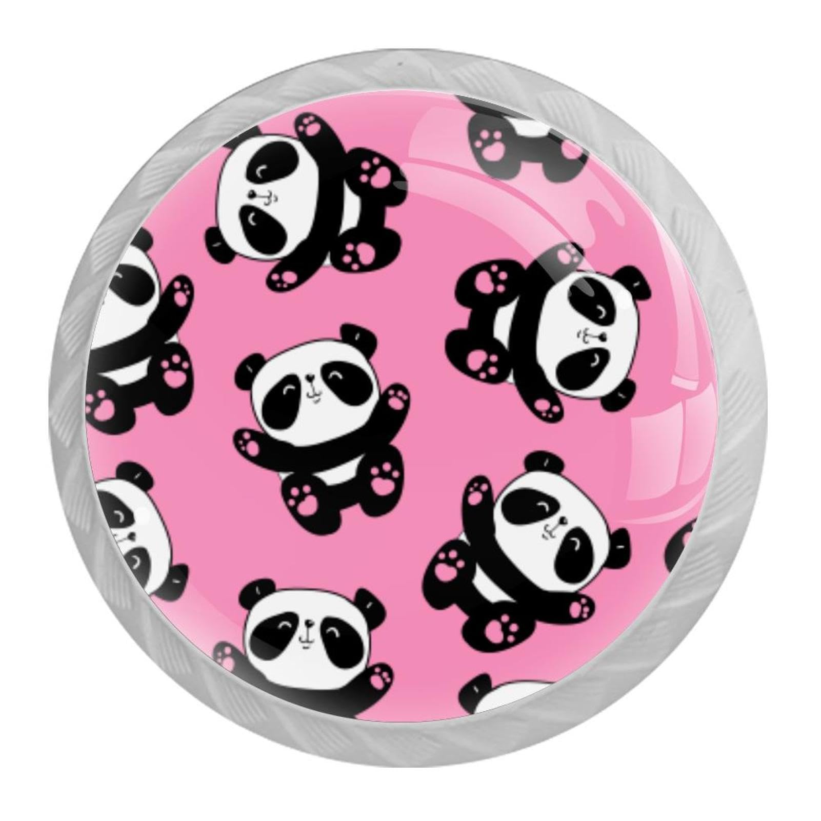 Tqmspg 4 Pieces Drawer Pulls Cute Pandas Door Knobs Dresser Handles for Kitchen Wardrobe Cupboard Hardware Furniture