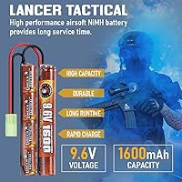 Vista 5 de Lancer Tactical Nimh Airsoft Battery Compatible with Lancer AEG Airsoft,Pack of 2 (9.6V, 1600 mAh Nunchuck)