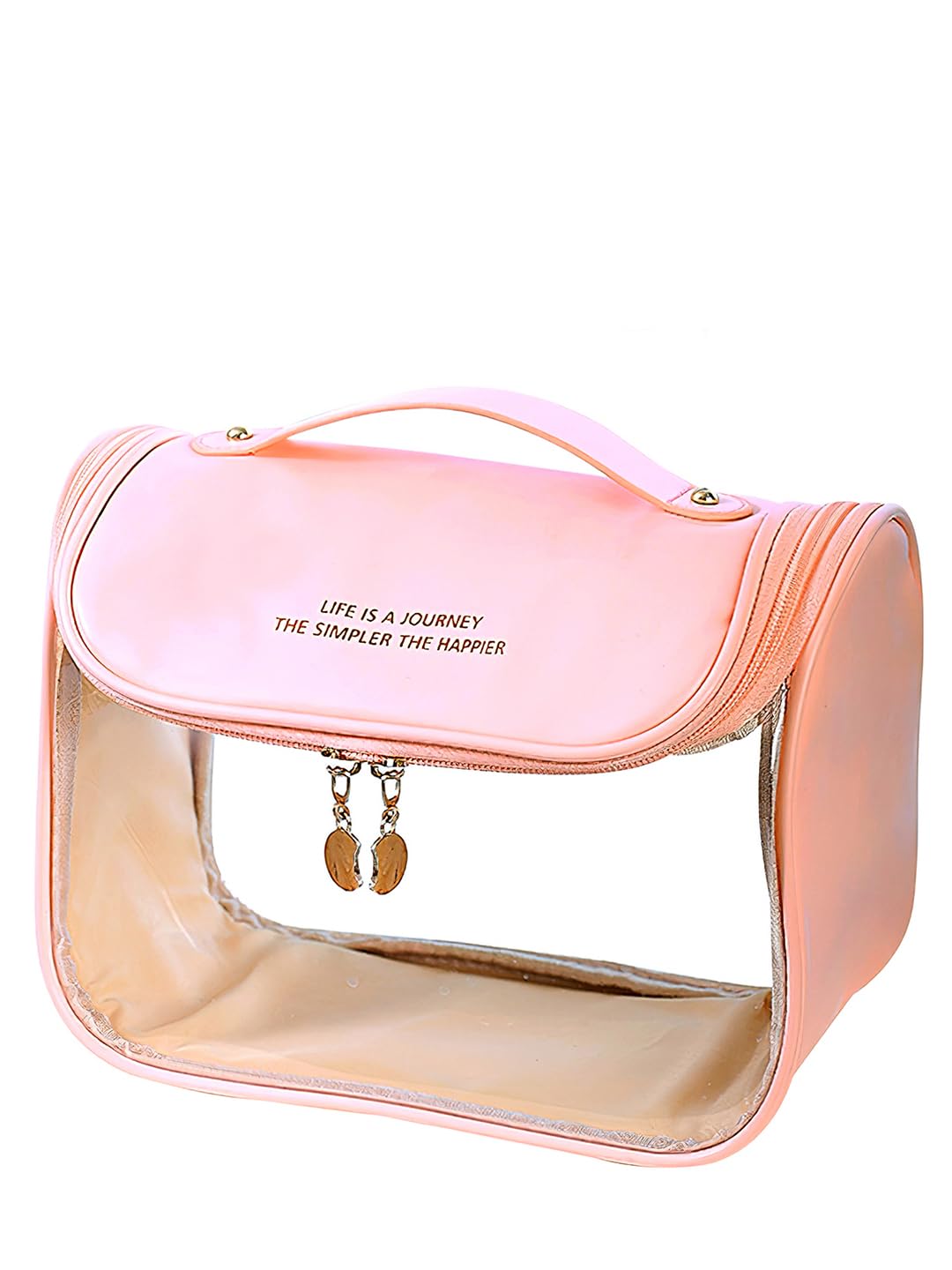 Cortina Hooking Cosmetic Bag - Large Capacity Transparent Waterproof Travel Toiletry Bag for Convenient and Organized Storage, Peach-picture-16