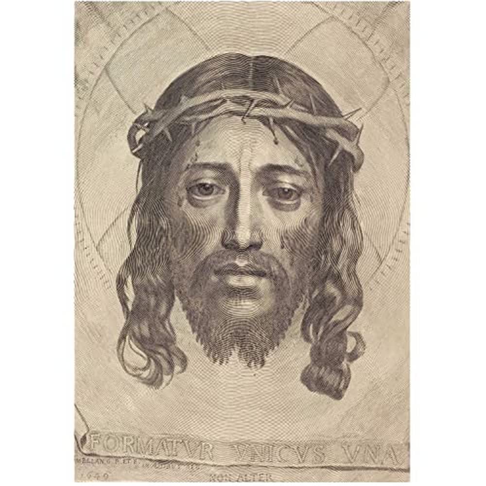 Wee Blue Coo Painting Mellan French Sudarium Saint Veronica Old Wall Art Print