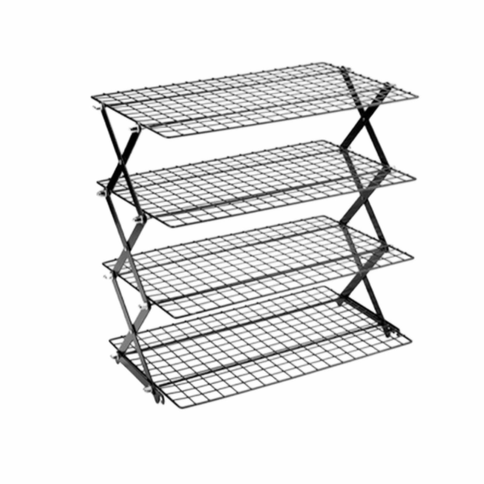 Gralara Griglia di Raffreddamento Pieghevole Griglia Graticola Supporto Vassoio con Design Impilabile Verticale Altezza Regolabile Materiale Resistente, 4 Layers