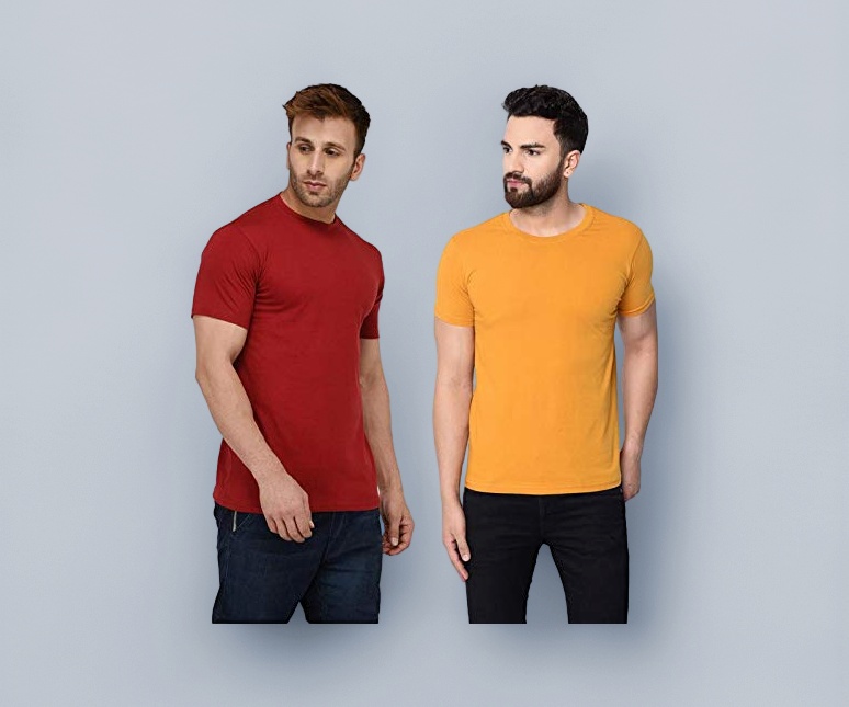 London Hills Solid Men Cotton Blend Half Sleeve Round Neck T-Shirt Pack of 2