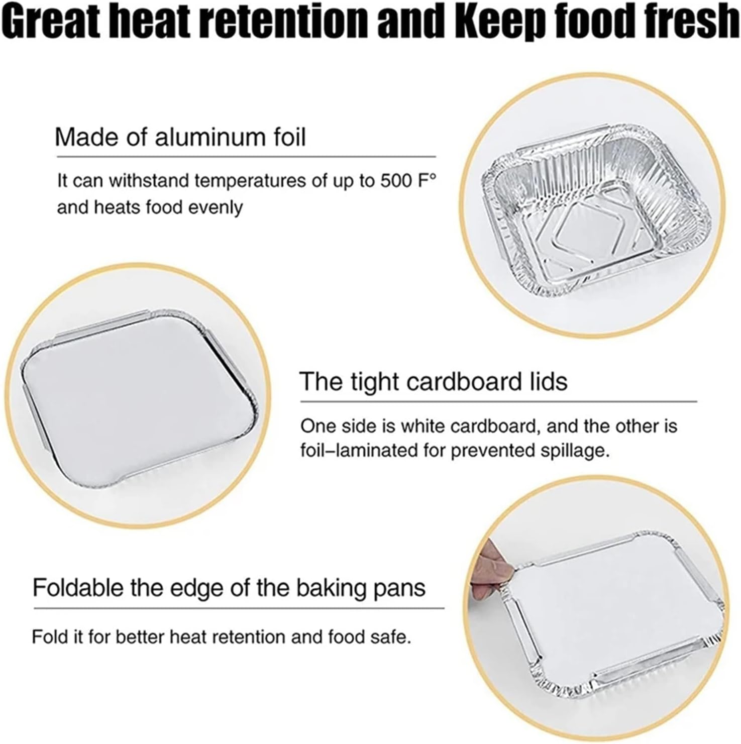 Silver Foil Food Container, 20pcs Aluminum Pan Tin Foil Pans with Lid Pans Tin Food Storage for Cooking/Baking 18.5cm