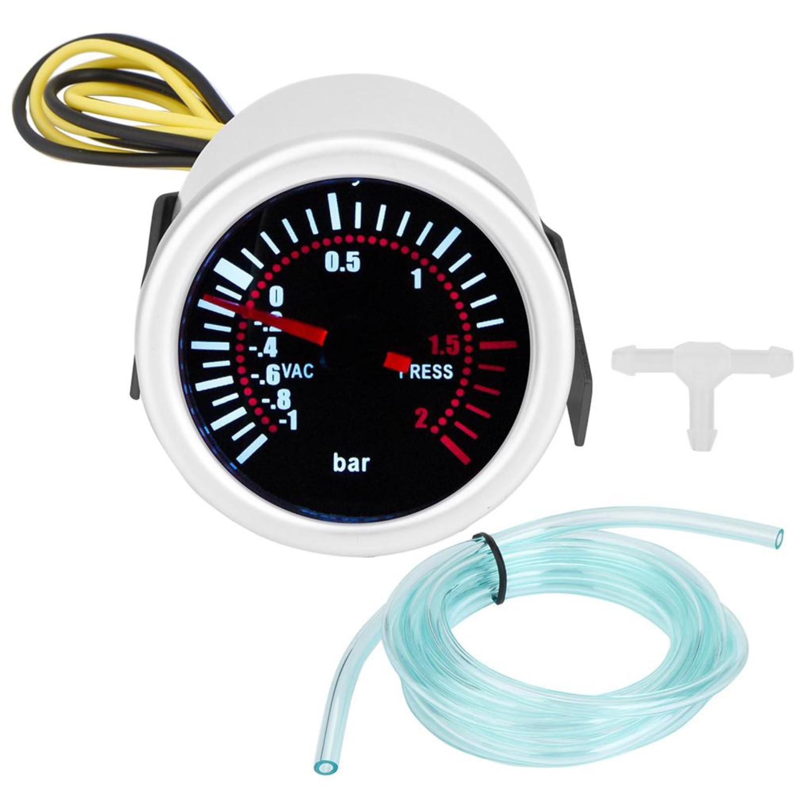 VOBOR Manometro Pressione Turbo Digitale, Turbo Boost Gauge 2 Pollici 12V, LED Digital Turbo Boost Gauge Meter per Auto Universale PSI Indicatore Puntatore Luminoso a LED Dail