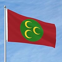 Vista 4 de Bandera del Imperio Otomano (1517-1793) Bandera roja de poliéster de doble cara resistente a la decoloración de 2 x 3 pies con 2 ojales de latón