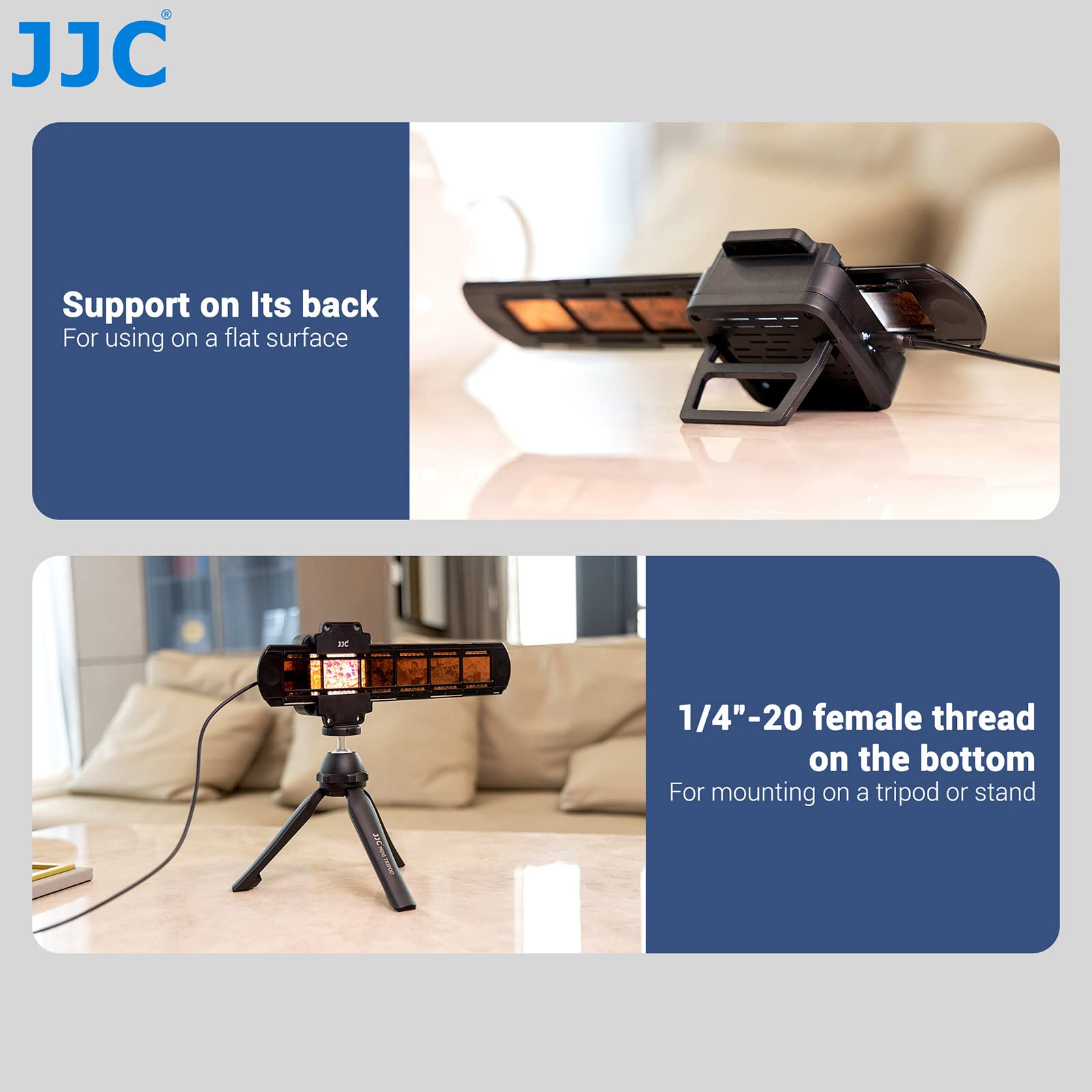 JJC Slide & Film Remake, avec Support de Montage pour Diapositive 1 x 35 mm, 1 Support de Film en Bande et Lumière LED, Ensemble de Lumière LED 6500K à 10 Niveaux pour la Copie Négative