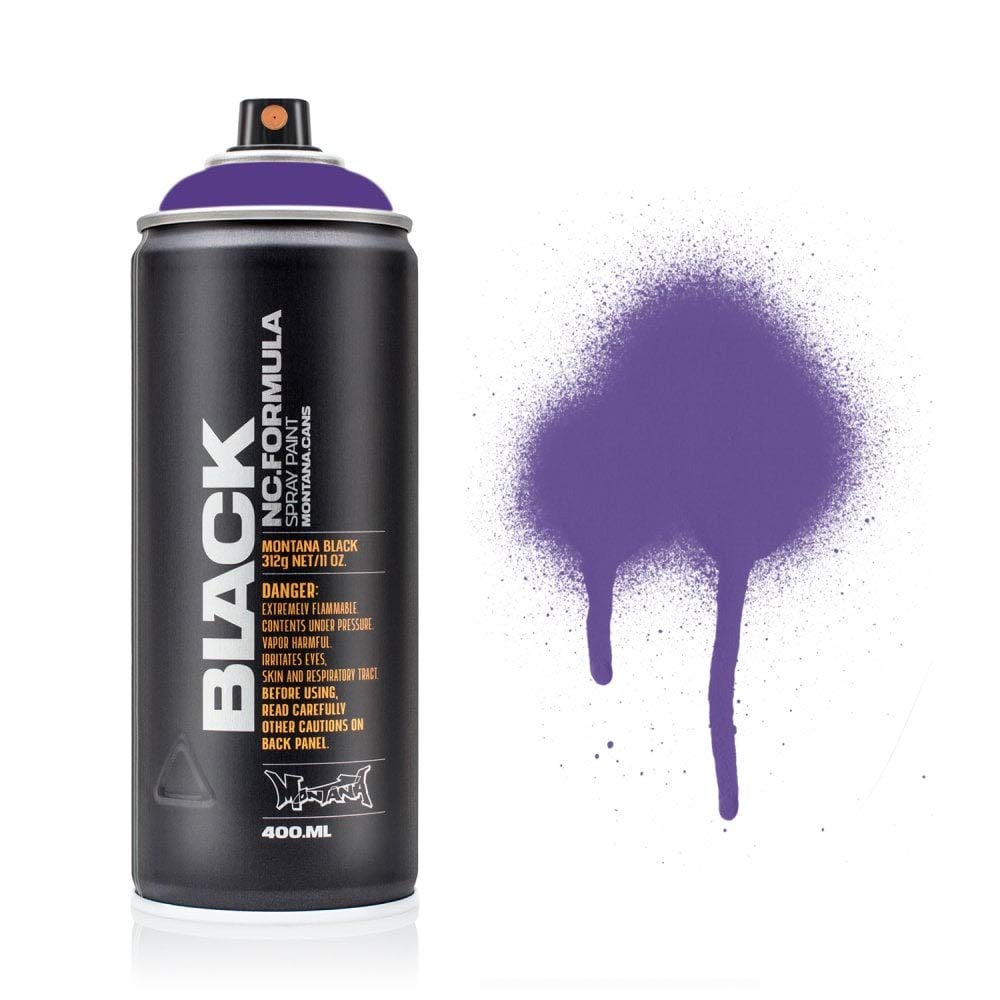 Montana Black Spray Paint, Matt Finish, 400ml Can, Colour: BLK4160 - Wizard