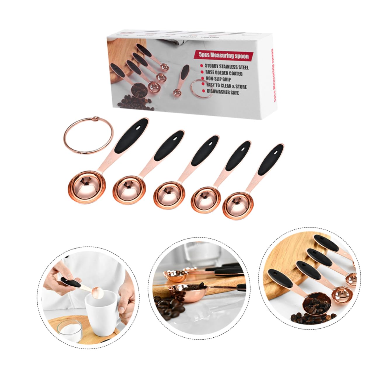 Alipis Lot De 3 Cuillères À Mesurer En Forme De Rose Cuillères À Café Ustensiles De Cuisine Cuillères À Cocktail Accessoires De Cuisine Cuillères À Mesurer Outil De Cuisson En