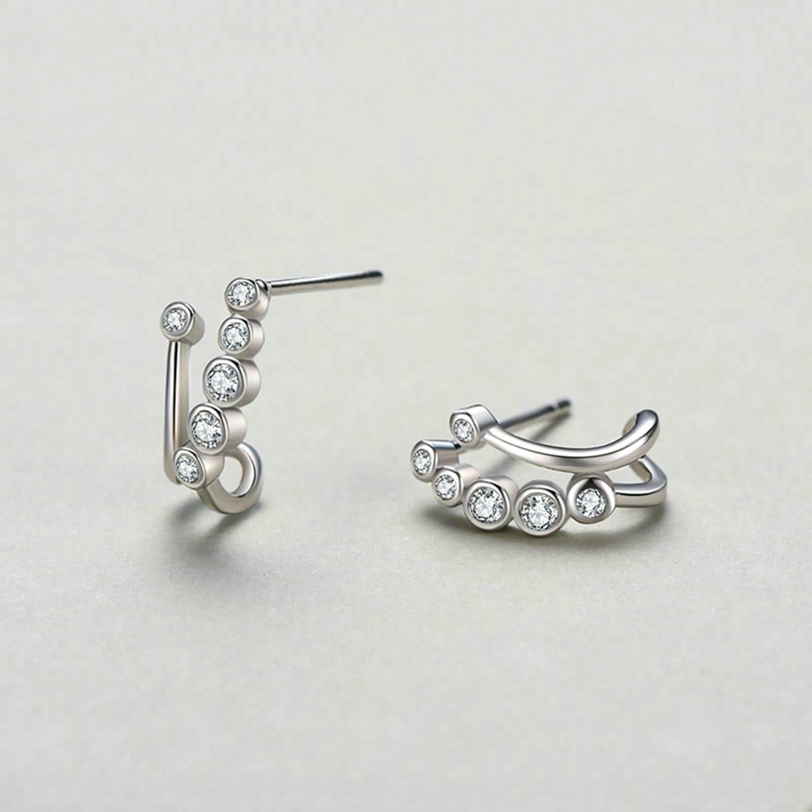 Moissanite Orecchini a perno in platino 950, geometria con moissanite, da donna, ipoallergenici