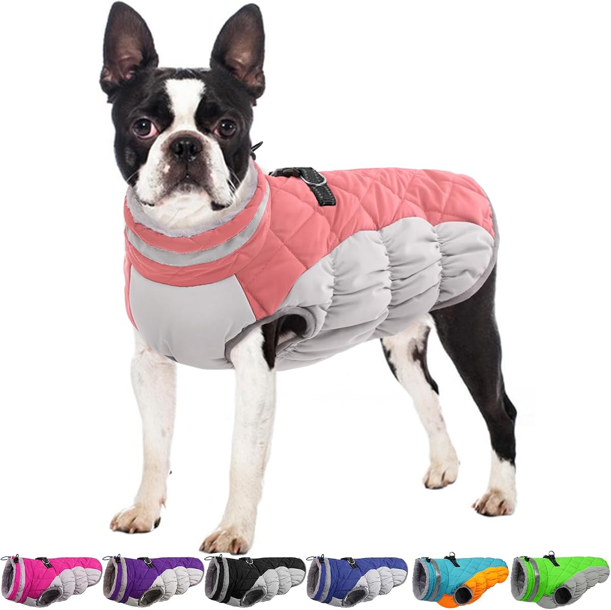 OOUOBOB Abrigos para Perros pequeños, Chaqueta cálida de Invierno para Perros con arnés, M