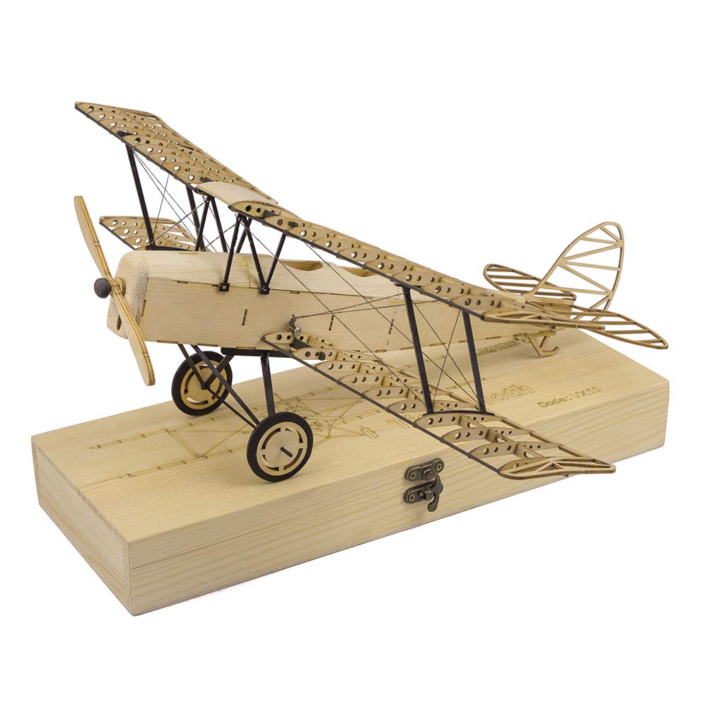 Viloga 3D-Puzzles für Erwachsene, DIY Tiger Motte Bi-Plane Holzmodelle, lasergeschnittene Balsaholz-Flugzeug-Kits zum Bauen, perfektes Holzbastel-Bauset, Flugzeugmodellbausatz für Heimdekor-Kollektion