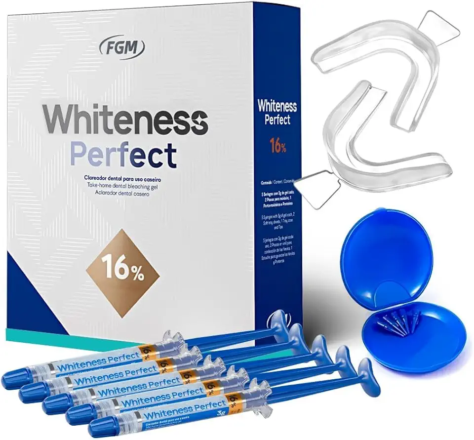 Kit Clareador Dental Uso Caseiro Whiteness Perfect 16% Fgm