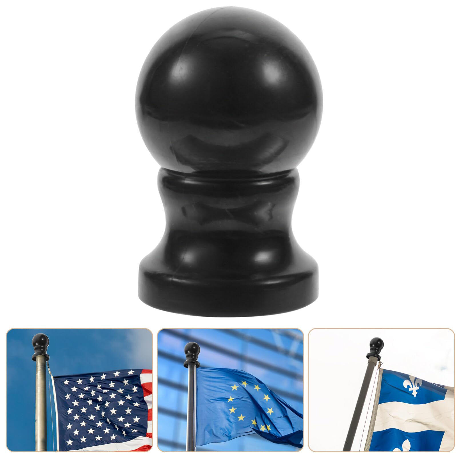 Flagpole Topper Pole Top Top Ornament Plastic Finial Flag Head Replacement Flagpole Ornament for Indoor Outdoor Garden Patio Black