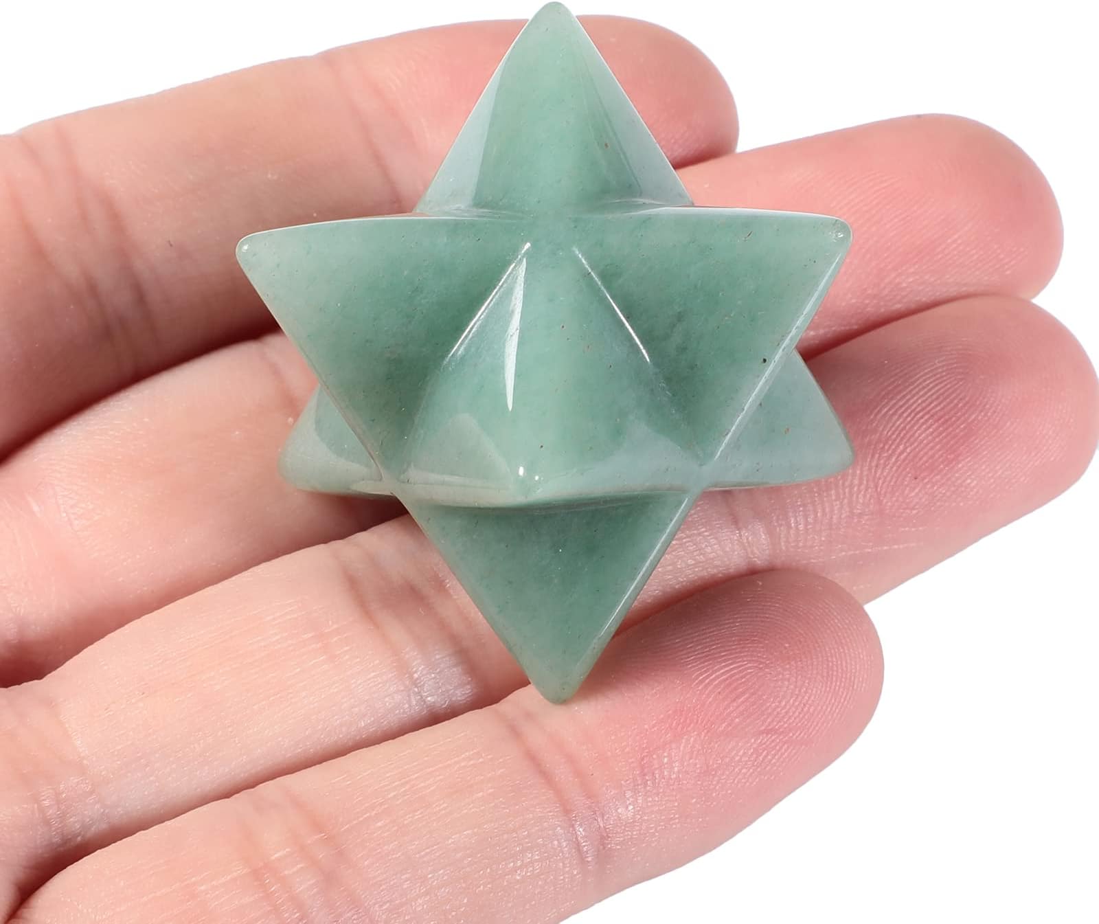 Natural Green Aventurine Merkaba Crystal Protection Sacred Meditation Energy Generator Healing Chakra Six-Pointed Star 1 Inch