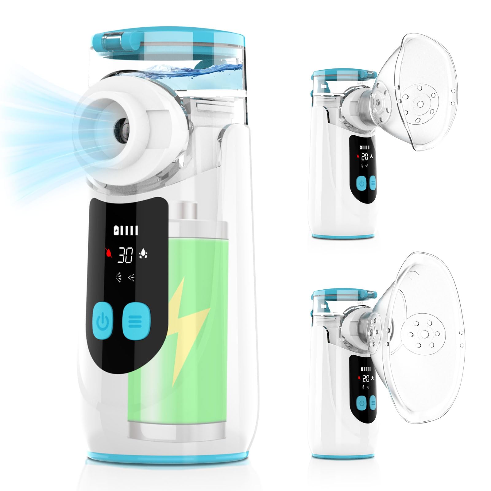 Portable Silent Aerosol with Digital Display, NEEMOSI Rechargeable Ultrasonic Aerosol for Adults and Children, Aerosol Machine with 2 Masks and Snorkel
