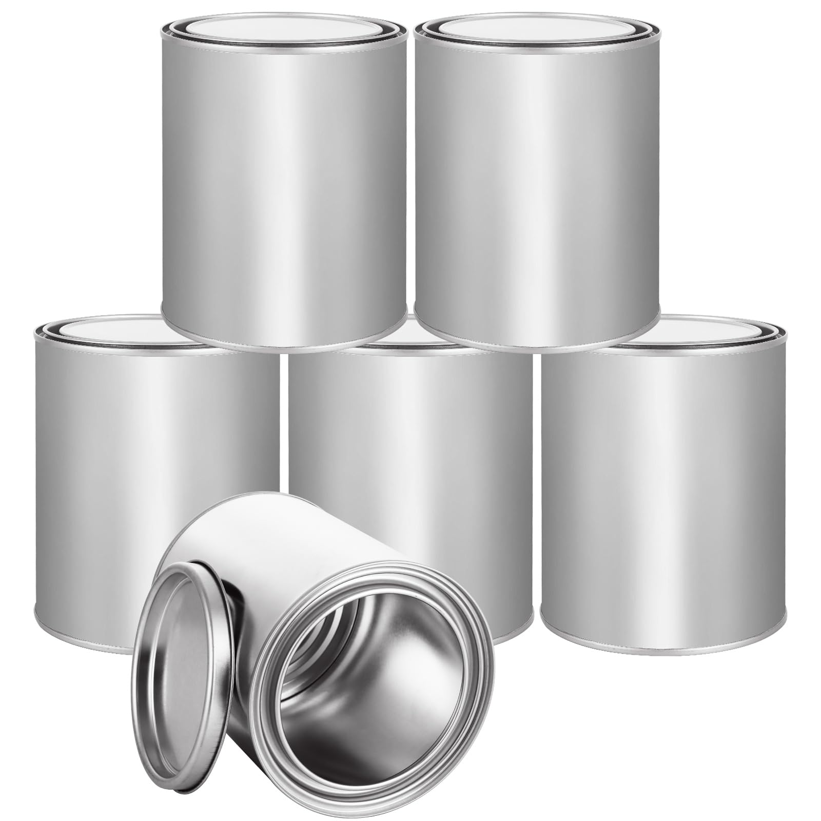 GBACHOOSE 6 Pack Metal Paint Cans with lid, 1 Litre Empty Unlined Paint Cans, Multipurpose Storage Paint Pails Containers for Arts and Crafts, DIY Projects, Painting, Garage