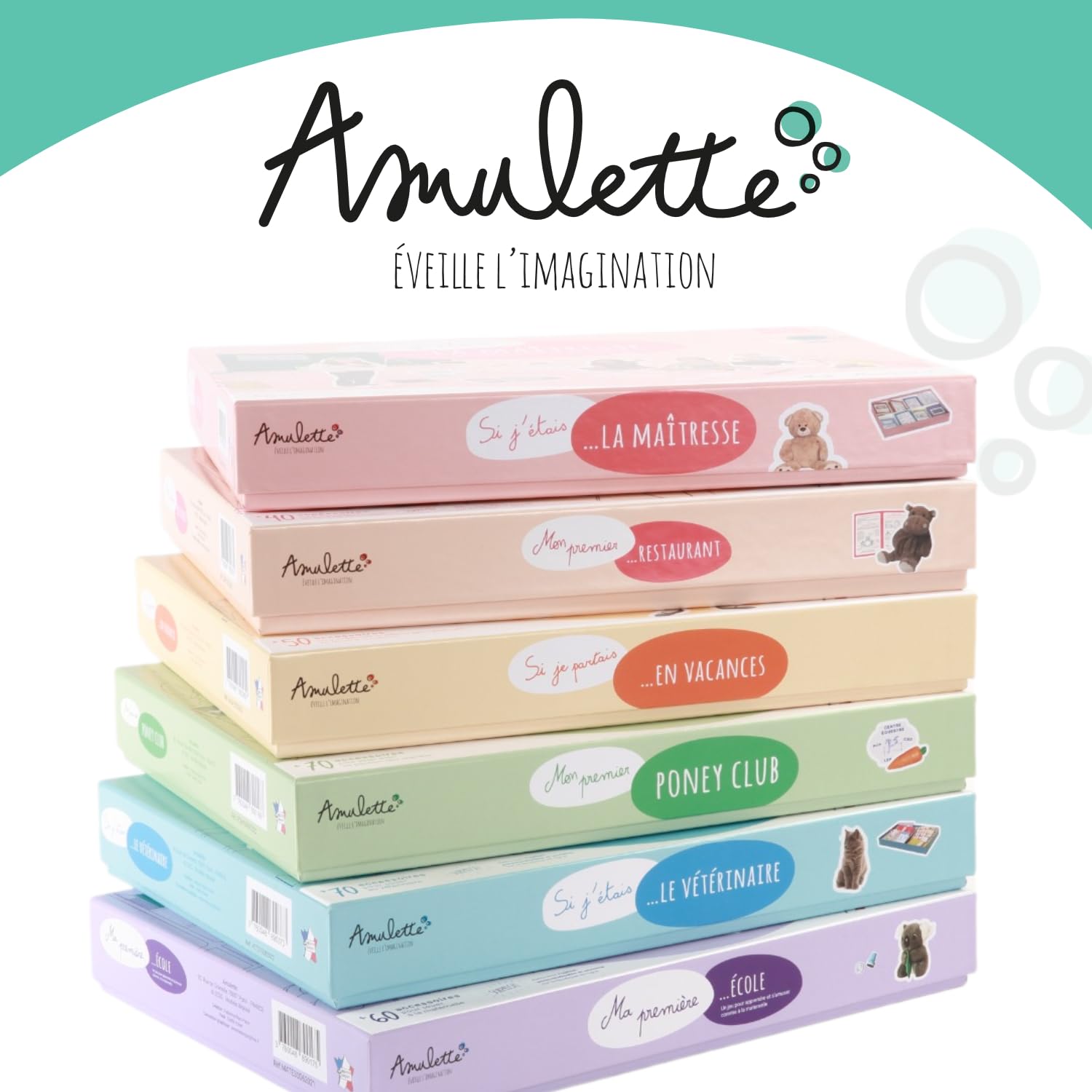 Amulette - Coffret Si J’étais la Maîtresse - Jeu Éducatif 6 à 10 Ans - 80+ Accessoires pour Jouer à la Maîtresse d’École Primaire - Jouet Cadeau Enfant Fille Garçon Métier - Fabriqué en France - GCMA