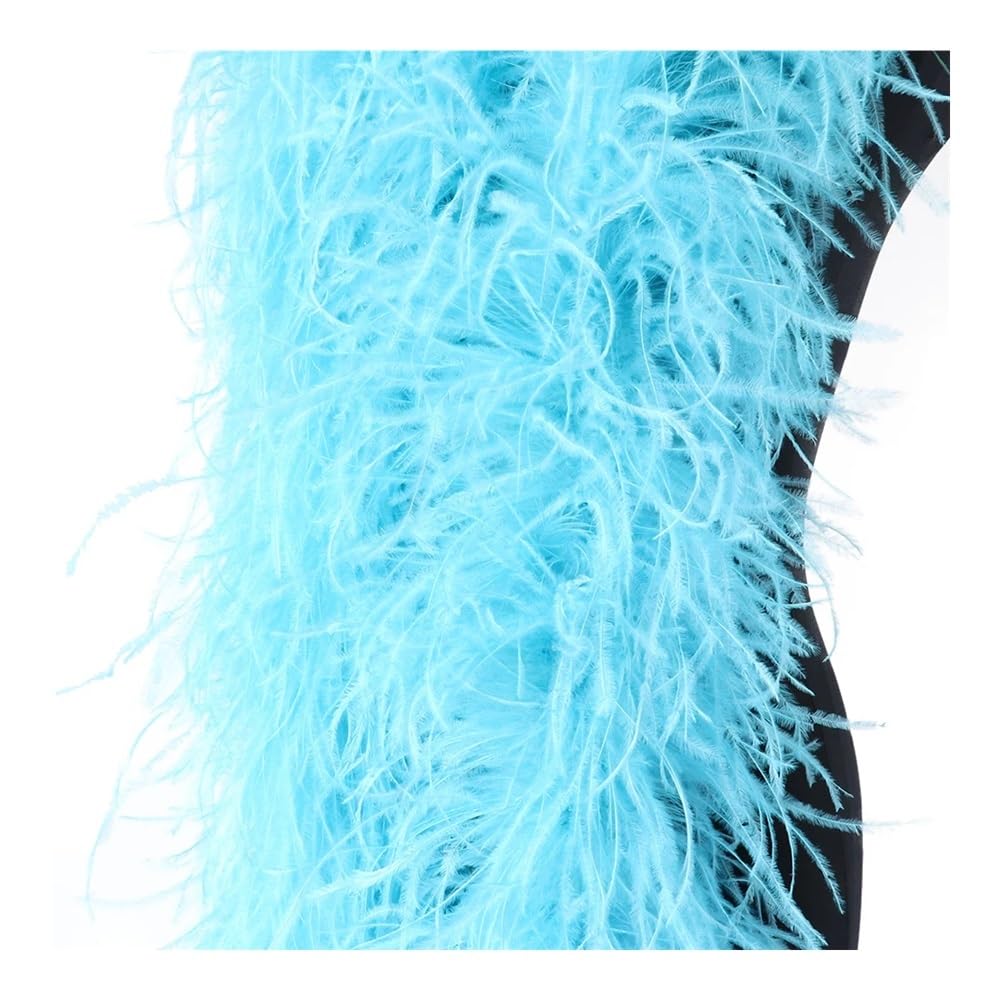 Forniture artigianali fai da te, Boa naturale con piume di struzzo naturale, decorazione da cucito per donne, feste, centrotavola per decorazione della tavola, accessori da cucito (blu cielo, 15