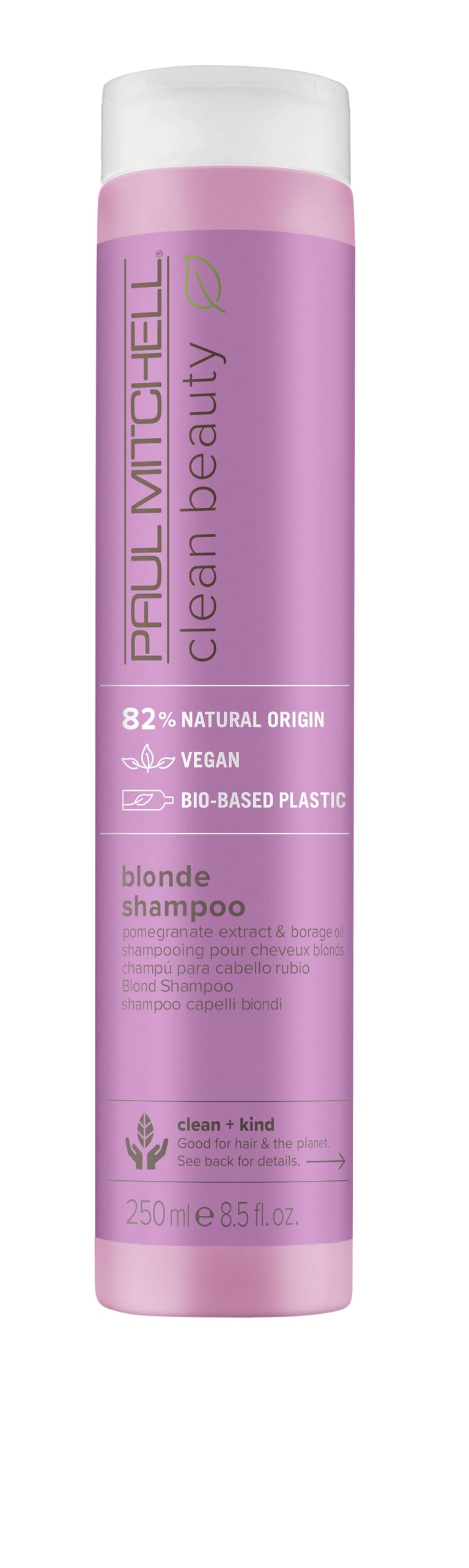 Clean Beauty Blonde Purple Shampoo, Gently Cleanses, Eliminates Brassy Tones, For Color-Treated Hair + Naturally Light Hair Colors
