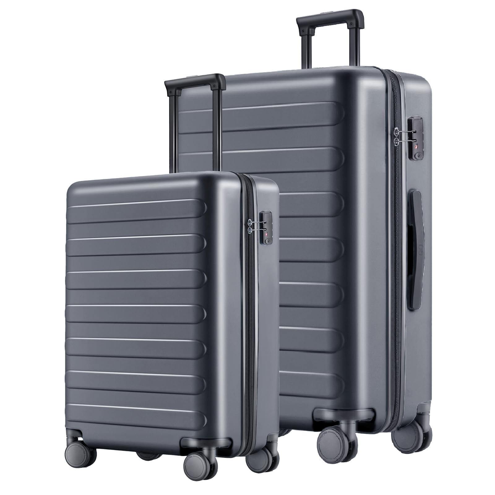 NINETYGO Luggage Sets 2 Piece, Carry On Luggage Airline Approved, Large Checked Luggage with Spinner Wheels, Lightweight, Hard Shell PC Suitcase Sets, TSA Approved, 20in/28in (Grey, Rhine Basic)