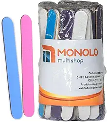 100 Lixas Unha Mini Descartáveis Manicure Pedicure 8 Cm Salão Profissional Beleza Cutícula Unha Podóloga Brinde Mimo Outubro Rosa Eventos Marca Monolo Multishop (Colorida, unidade, 100, Grão 100/180)