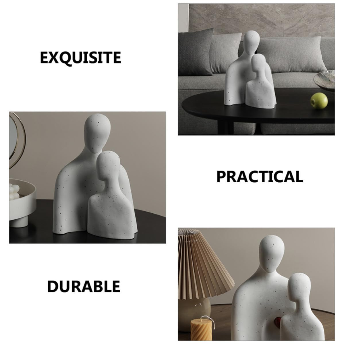 Cabilock 2 Piezas Escultura Abstracta de Figura Decorativa de Cerámica