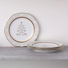 Noritake Charlotta Gold Set of 4 Holiday Tree Accent Plates, 9"