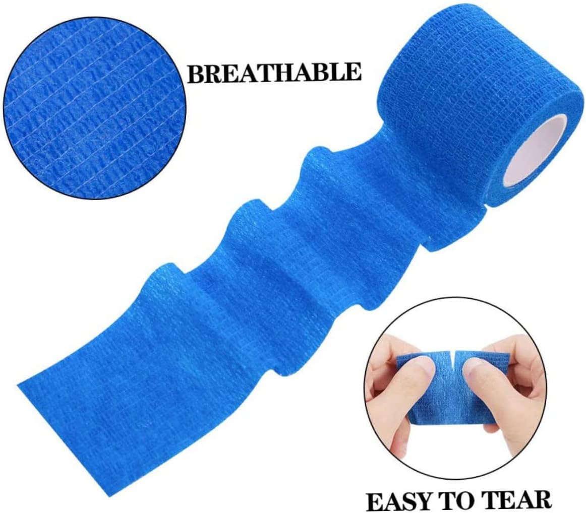 3pcs Self-Adhesive Elastic Wrap Bandages for Sports Injury Aid Compression Tape for Ankle Wrist Knee Black Blue Red