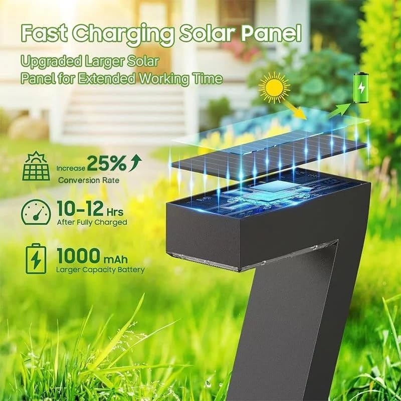 Creative Waterproof Solar Pathway Lights, Bright Solar Path Lights Outside Waterproof, Creative Modern L-Shaped Design, Auto On/Off for Yard Walkway Driveway Landscape Garden Decor (4 Pack)