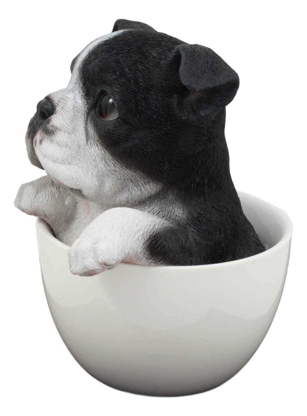 Ebros Realistische Boston Terrier Teetasse Statue 14,6 cm hoch Pet Pal Smoking Gentleman Hunderasse Sammlerstück Harz Dekor Figur mit Glasaugen