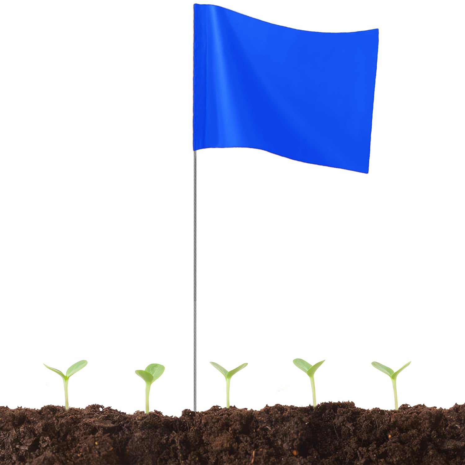 50Pack Blue Marking Flags, JIZHGRAD 15x4x5 Inch Marker Flags Use for Yard & Lawn, Boundary & Dog Training, Survey & Landscape, Sprinkler & Surveyor, Garden & Construction, High Visibility, Sturdy,