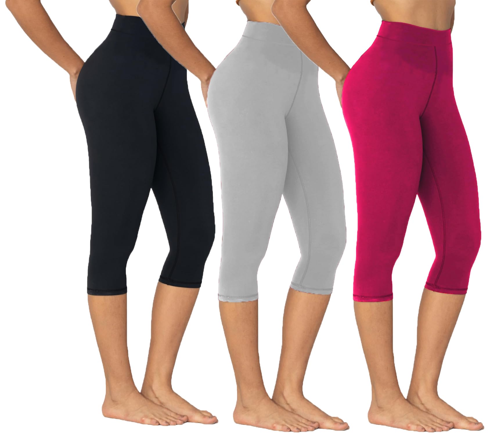 Womens Regular Fit Solid Cotton Capri Pant for Daily Casual Wear Pack of 3-image-2