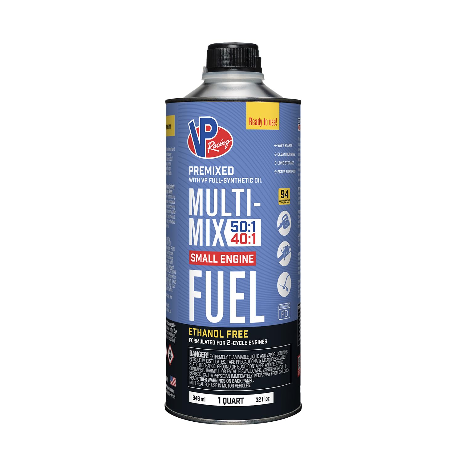 VP Racing Fuels 6815 SEF Multi-Mix 40:1/50:1 Premixed Gas+Oil 2-Cycle Small Engine Fuel, Ready to Use (3 Pack)