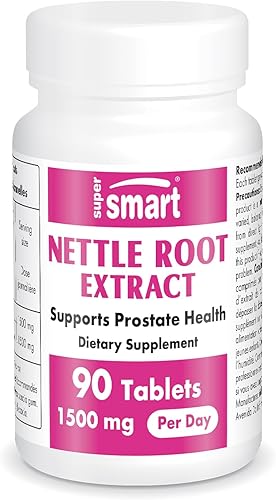Supersmart - Extracto de raíz de ortiga 16:1 (Urtica Dioica) 1500 mg por día - Suplemento para la salud de próstata y urinaria - Soporte para