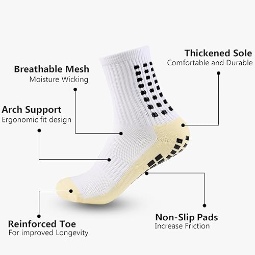 Miniatura 2 de Calcetines de fútbol para hombre, antideslizantes, atléticos, con agarre antideslizante, calcetines de baloncesto con almohadillas de agarre