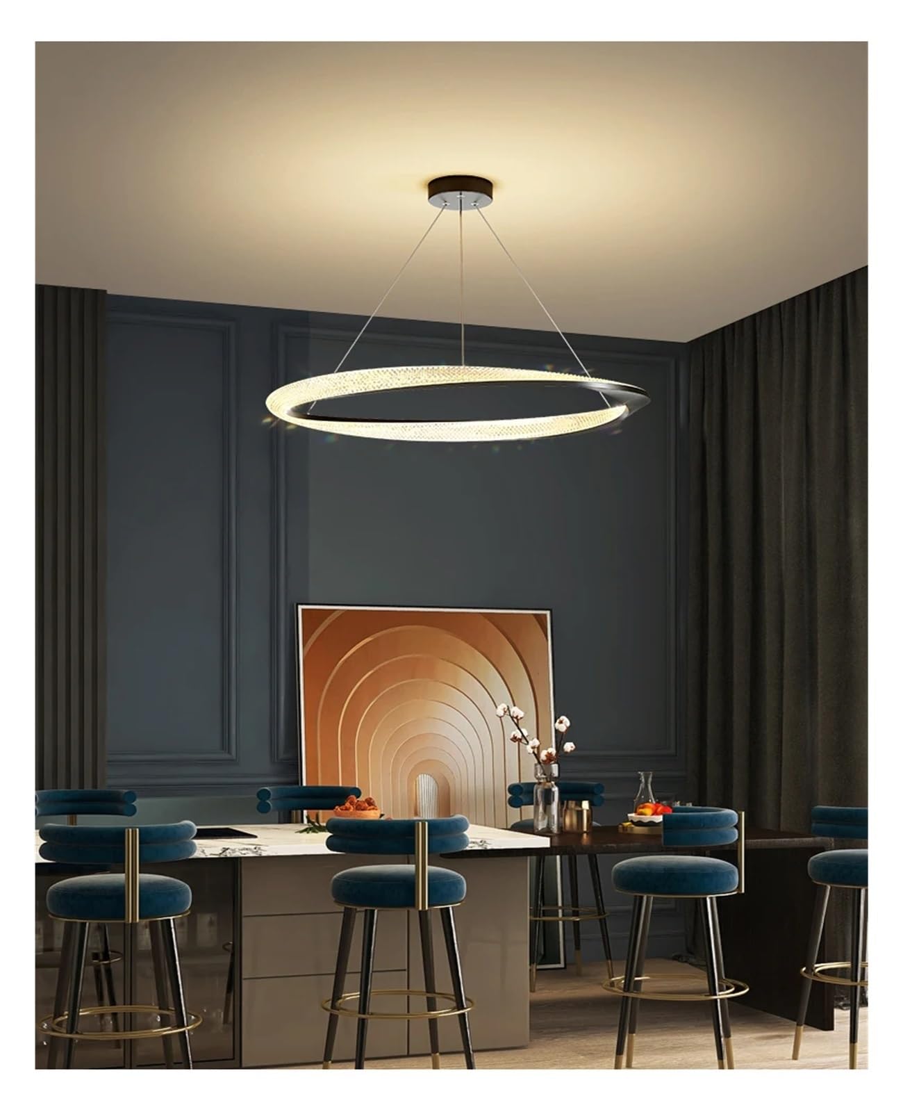Nowoczesna lampa wisząca LED do stołu jadalnego, salonu, kuchni, loftu, biura, sklepu, czarnego żyrandola, oświetlenia wnętrz, unikalny styl