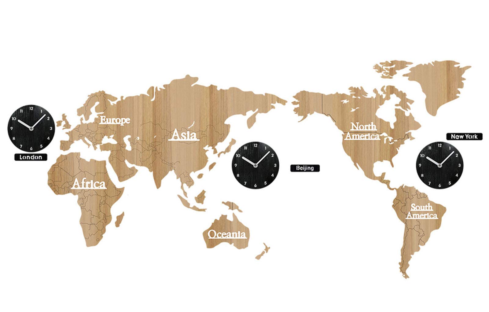 Amazon.co.jp: 大きな DIY 木製世界地図ホーム壁掛け時計ティック