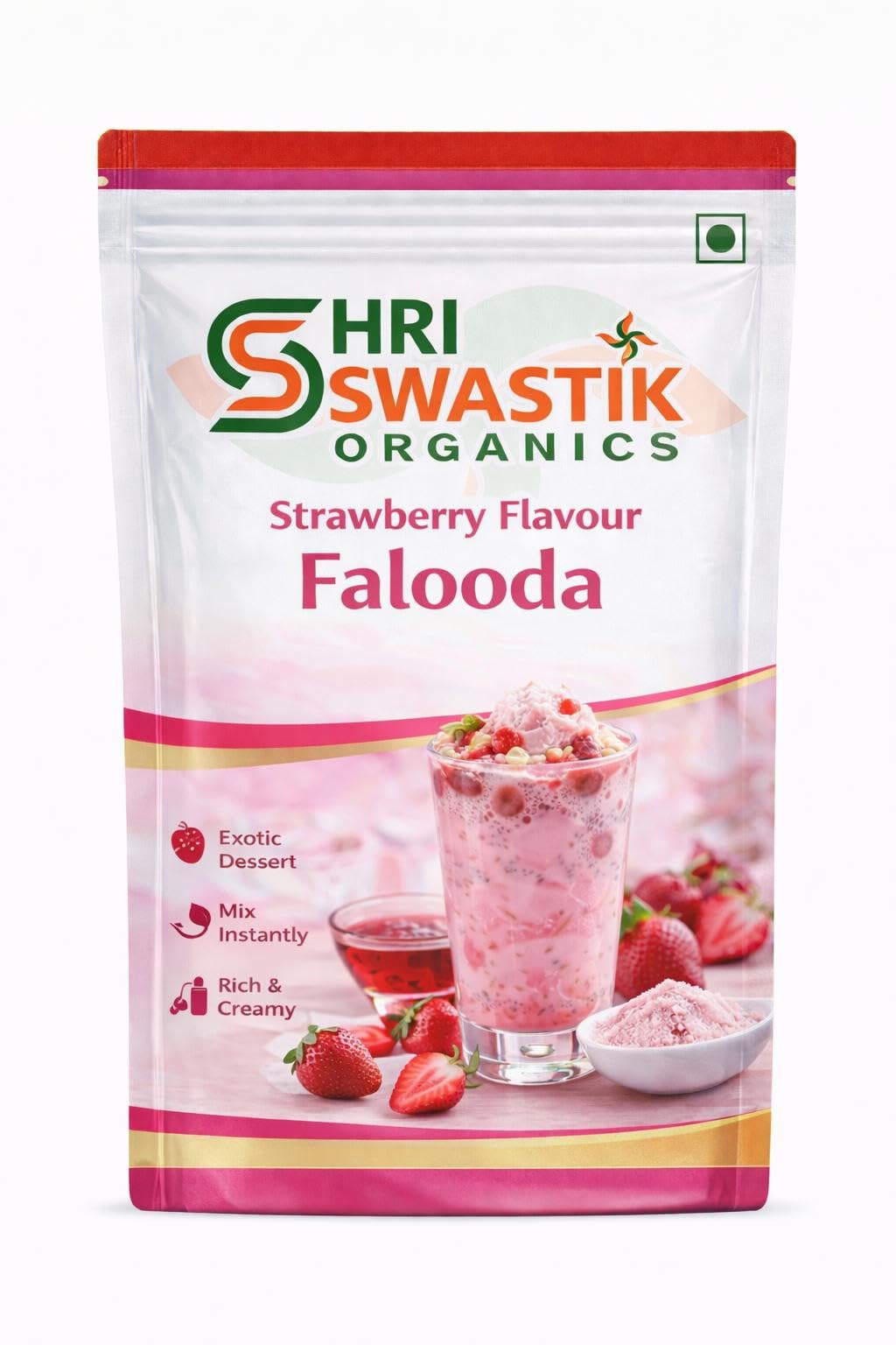 Shri Swastik Organics Falooda Mix Strawberry Flavoured 200 Grams | Rich, Smooth & Creamy Texture | Instant Falooda Mix | Pack of 1-image-13