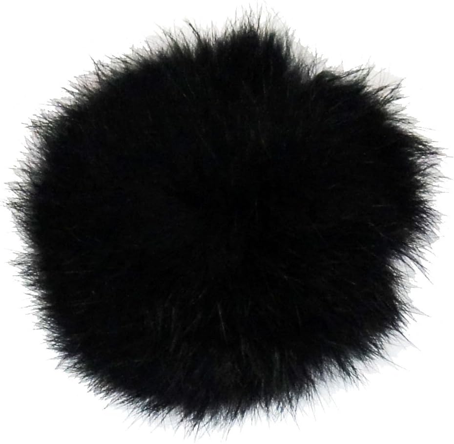 Dark Grey Decorative Rabbit Fur Pom Pom Trims 7cm Diameter Assorted Colours - Pack of 4