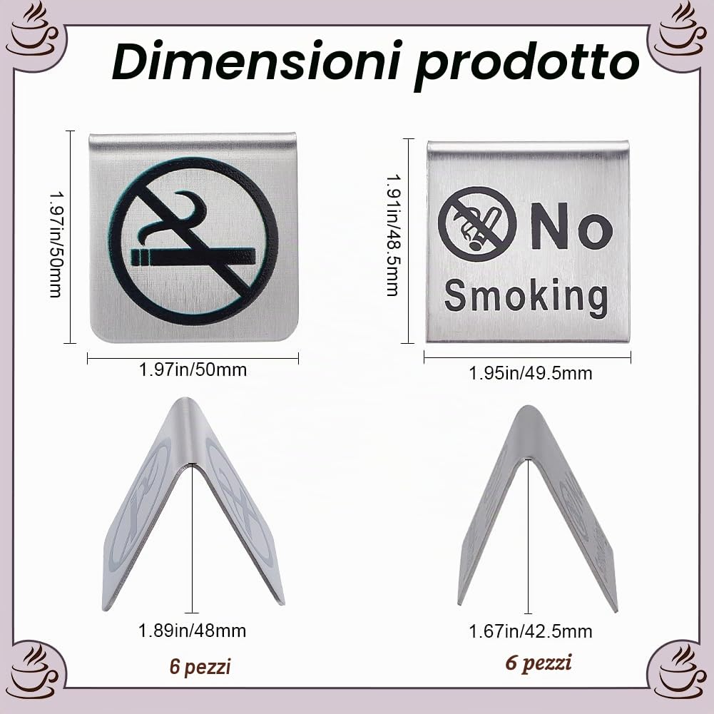 Craspire 12 pz 2 stili Cartello Da Tavolo Vietato Fumare Avviso Prenotazione Cartello Tavolo Logo Hotel Ospedale Ristorante Ufficio Club