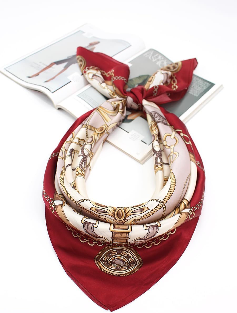 ANDANTINO 100% Pure Mulberry Silk Scarf 35" Large Square Lightweight Headscarf –Women’s Hair Wraps-With Gift Packed - Image 4